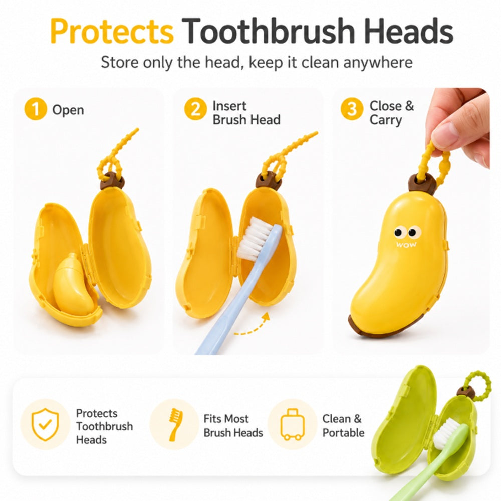2-Pack Banana Travel Toothbrush Cases with Dispenser | TIKA
