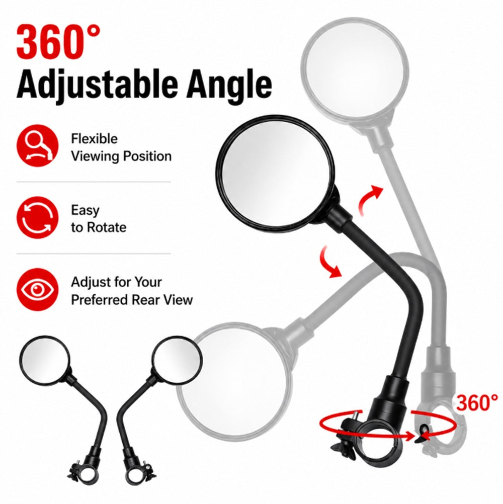 2-Pack Adjustable Wide-Angle Bike Handlebar Mirrors | TIKA