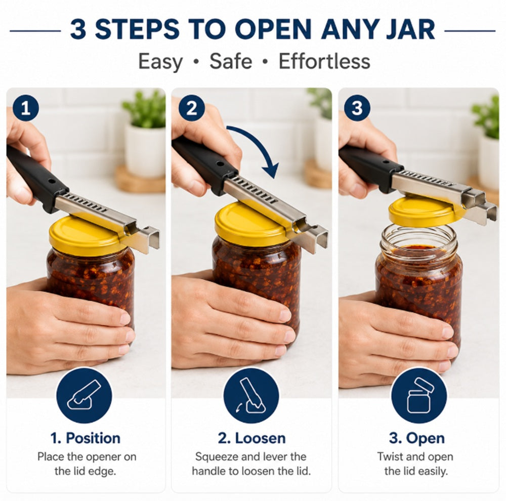 Adjustable Stainless Steel Jar Opener for Seniors & Weak Hands | TIKA