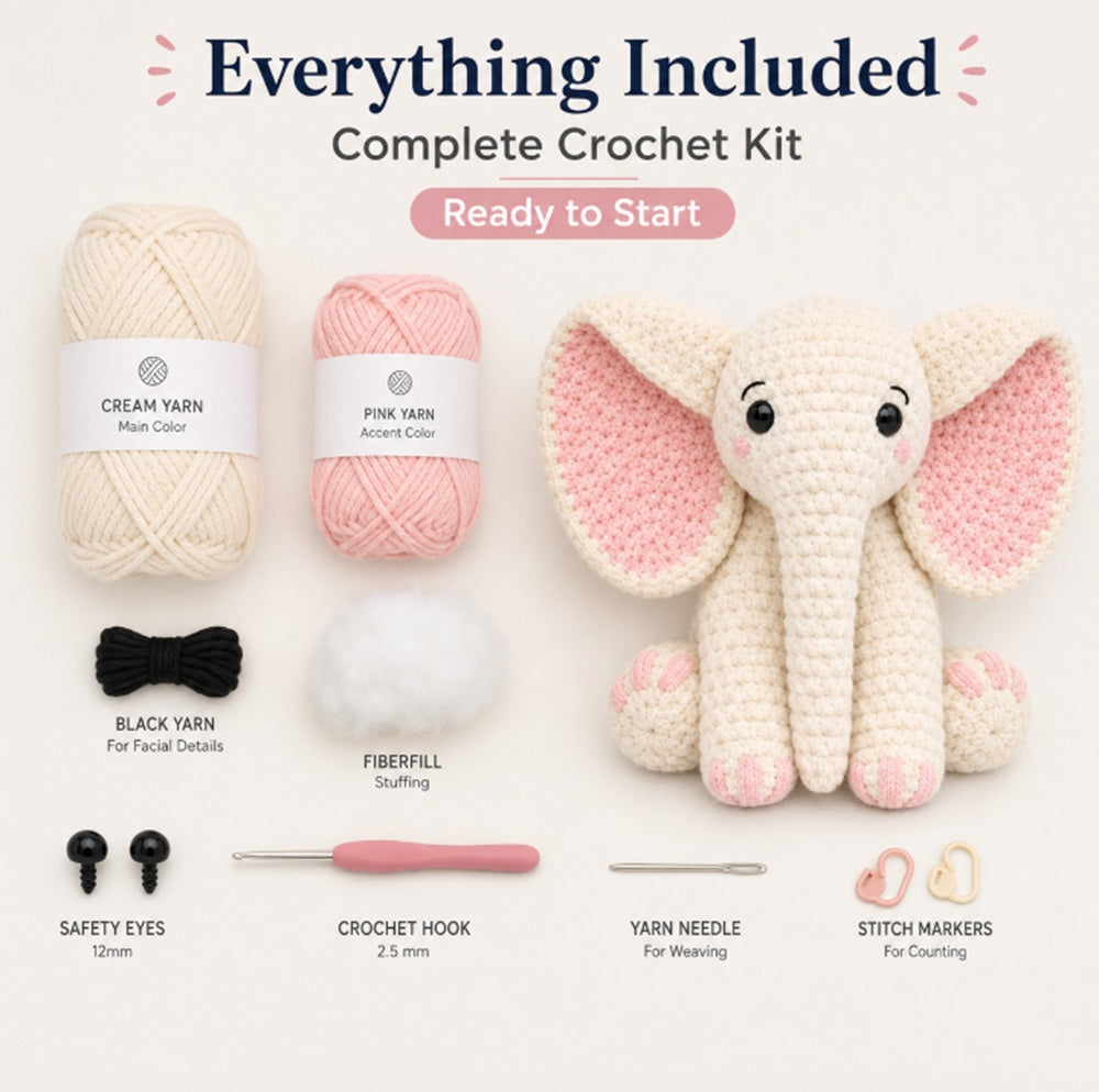 13-Inch Elephant Crochet Kit for Beginners | TIKA