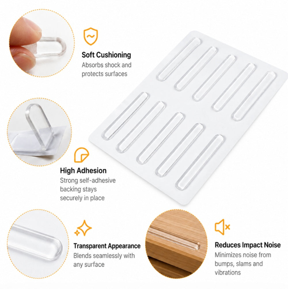 10-Pack Self-Adhesive Silicone Rubber Bumper Pads | TIKA