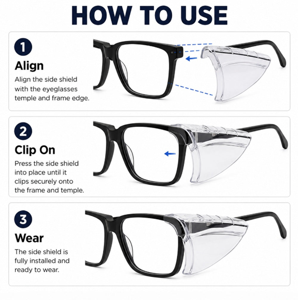 2-Pair Clear Slip-On Eyeglass Side Shields | TIKA