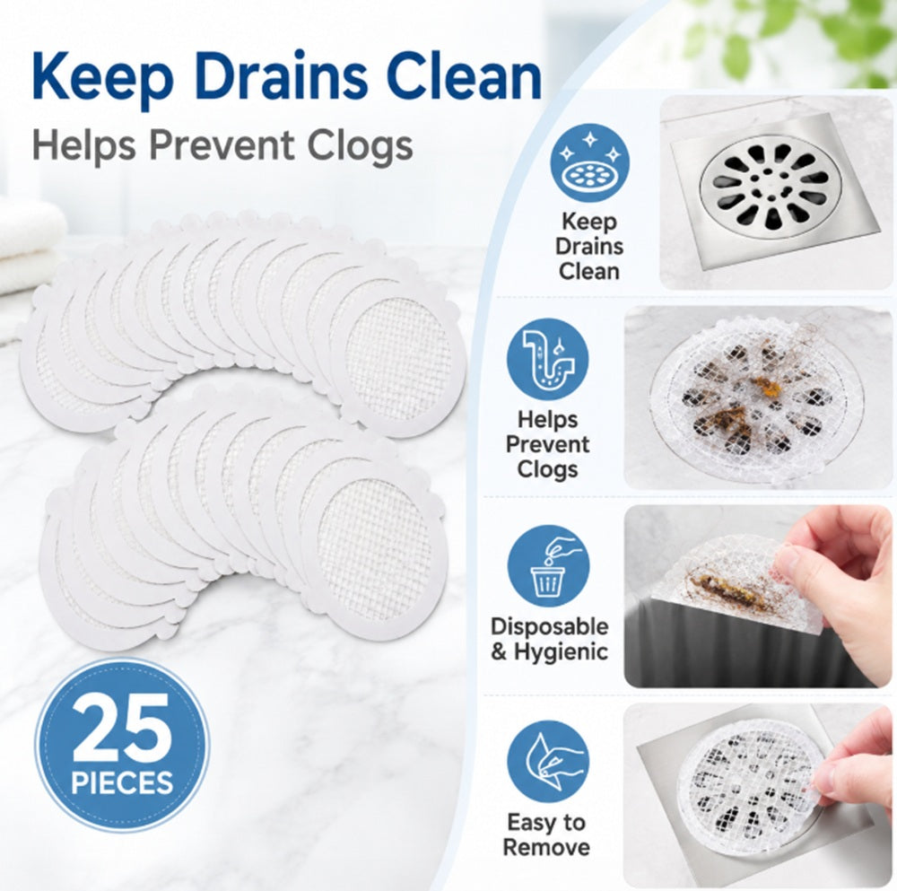 25-Pack Disposable Drain Hair Catcher Covers | TIKA
