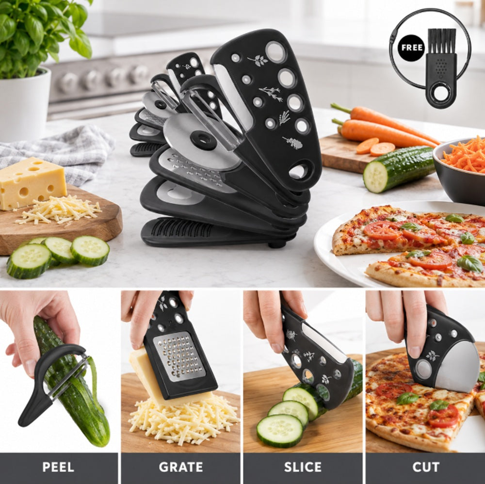6-Piece Kitchen Gadget Set with Peeler, Grater & Bottle Opener | TIKA