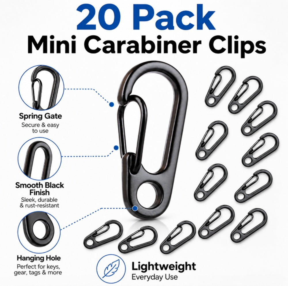 20-Pack Mini Aluminum Carabiner Keychain Clips | TIKA
