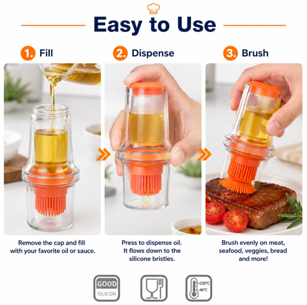 Silicone Oil Bottle Basting Brush for BBQ & Baking | TIKA