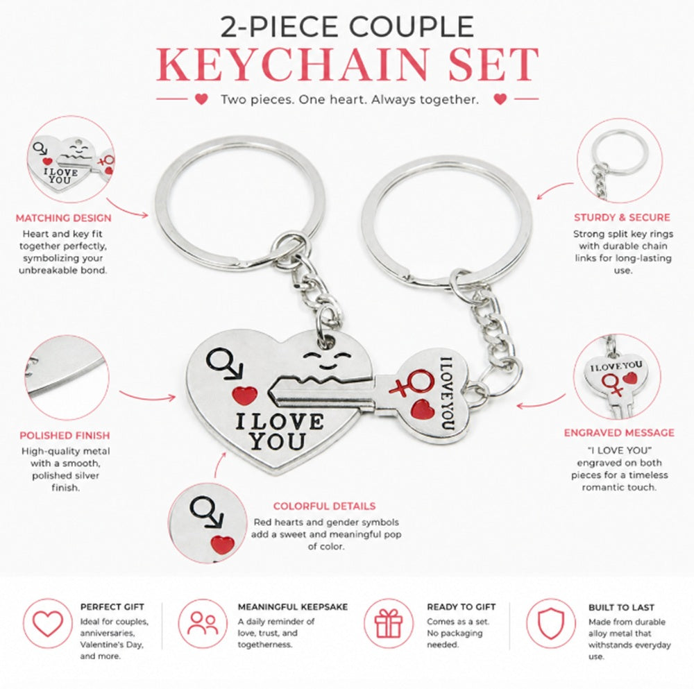 Matching Heart Couple Keychain Set | TIKA
