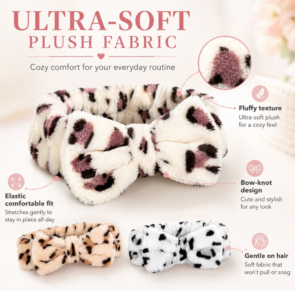 3-Pack Soft Microfiber Bow Spa Headbands for Women | TIKA