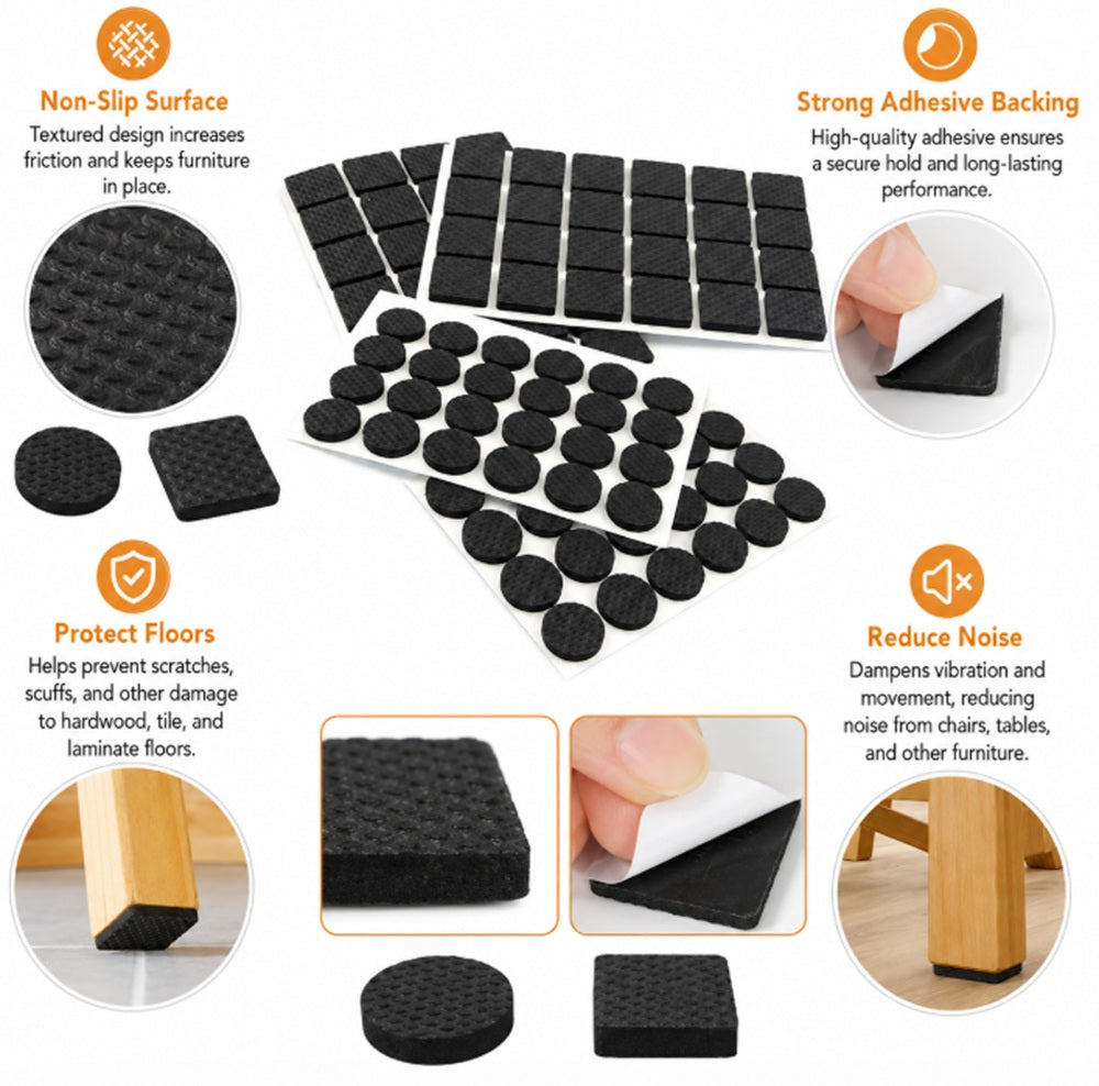 100-Pack Self-Adhesive Rubber Furniture Feet Pads | TIKA