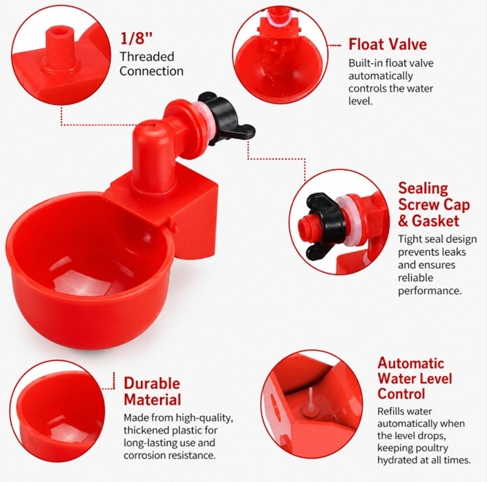 6-Pack Automatic Chicken Waterer Cups | TIKA