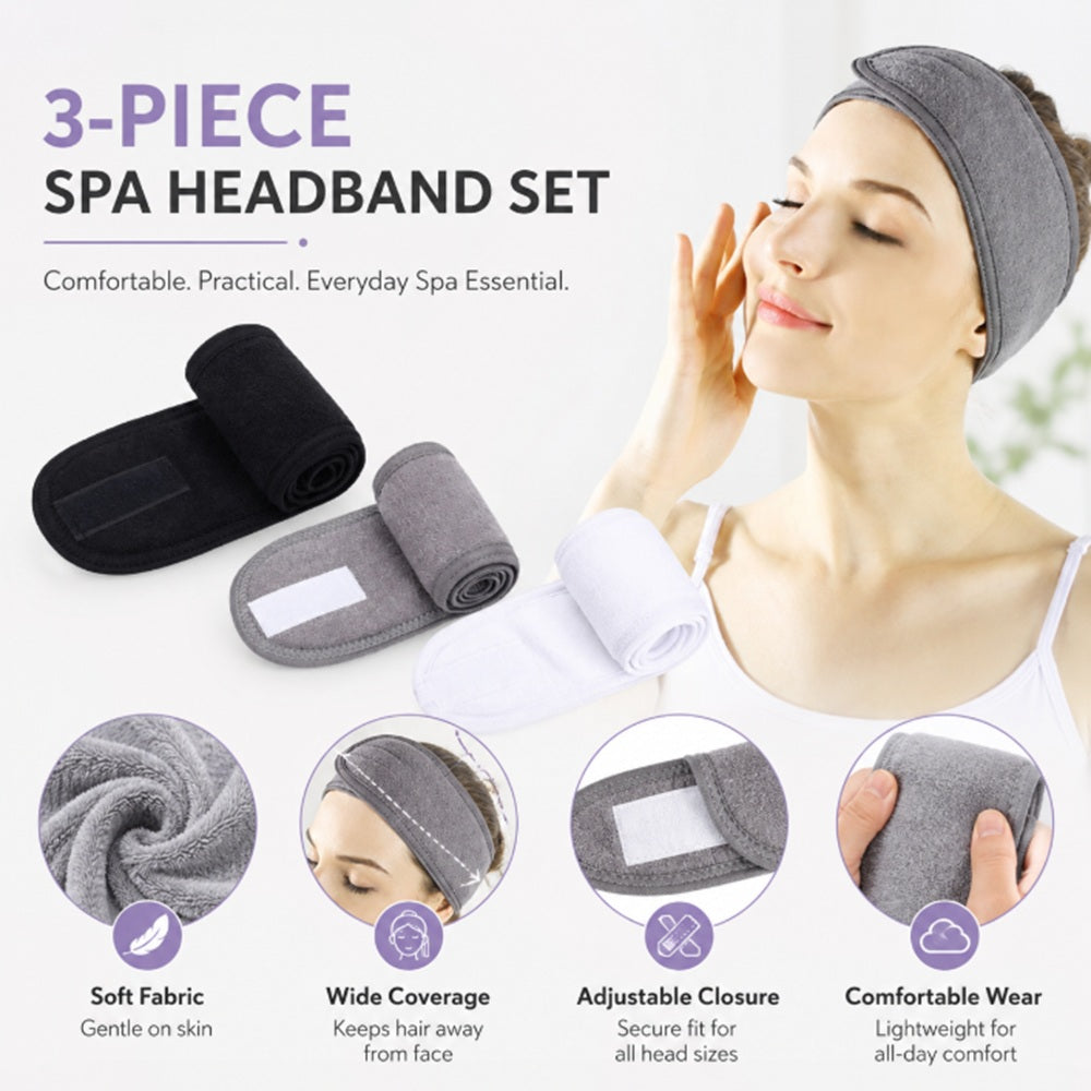 3-Pack Stretchable Spa Facial Headbands | TIKA