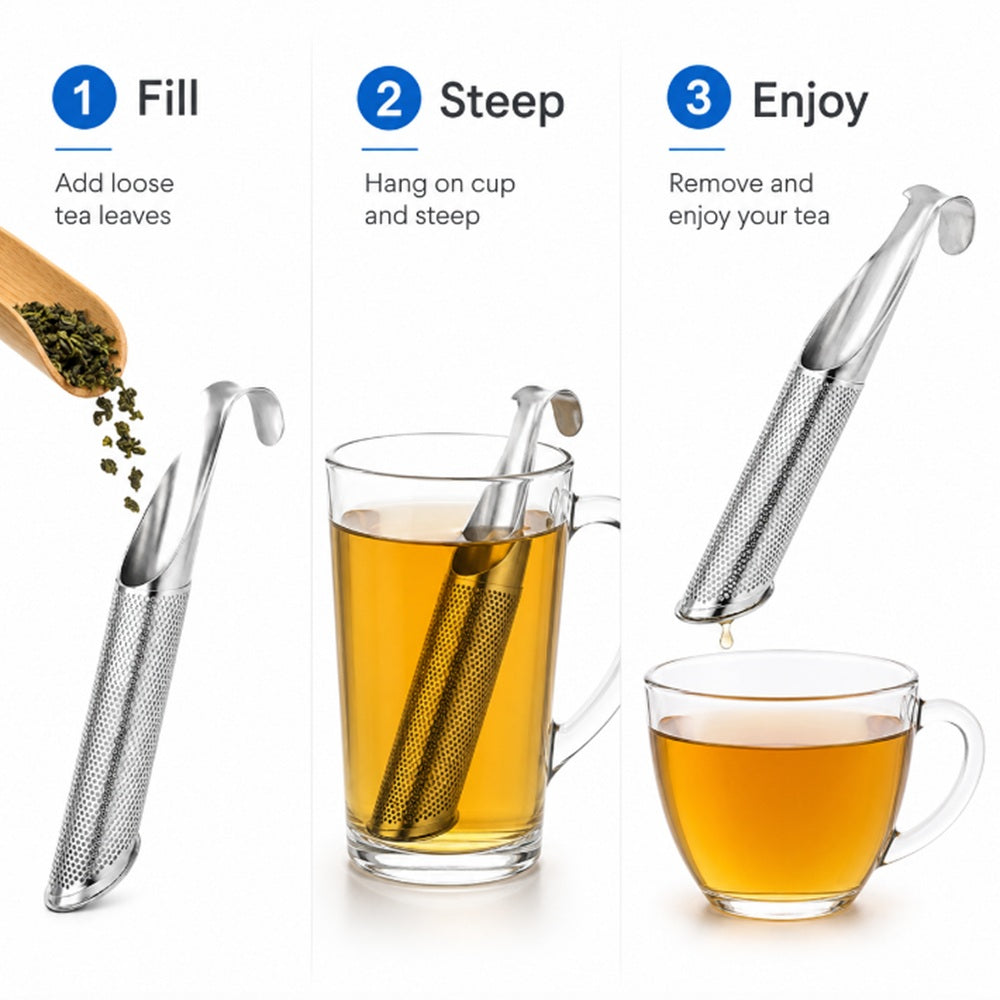 Stainless Steel Stick Tea Infuser with Hook Handle for Loose-Leaf Tea | TIKA