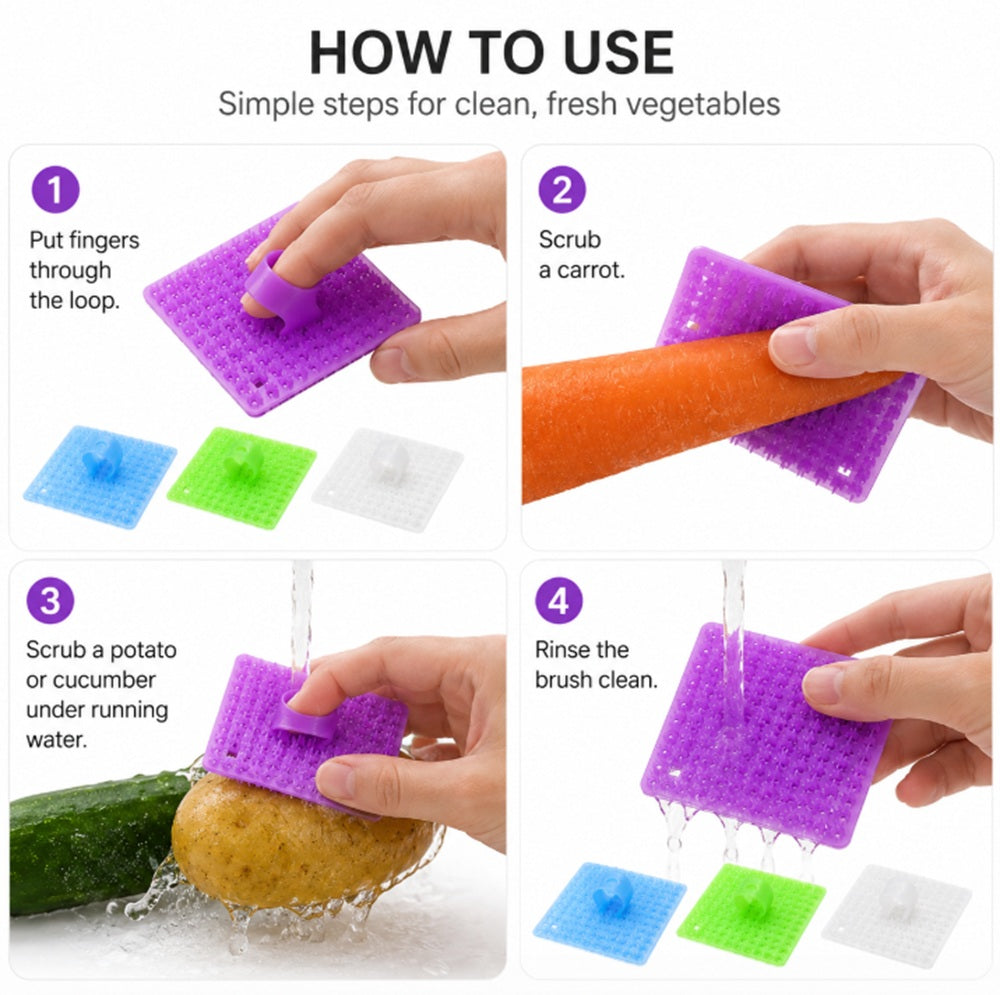 4-Pack Fruit & Vegetable Cleaning Brush Set | TIKA