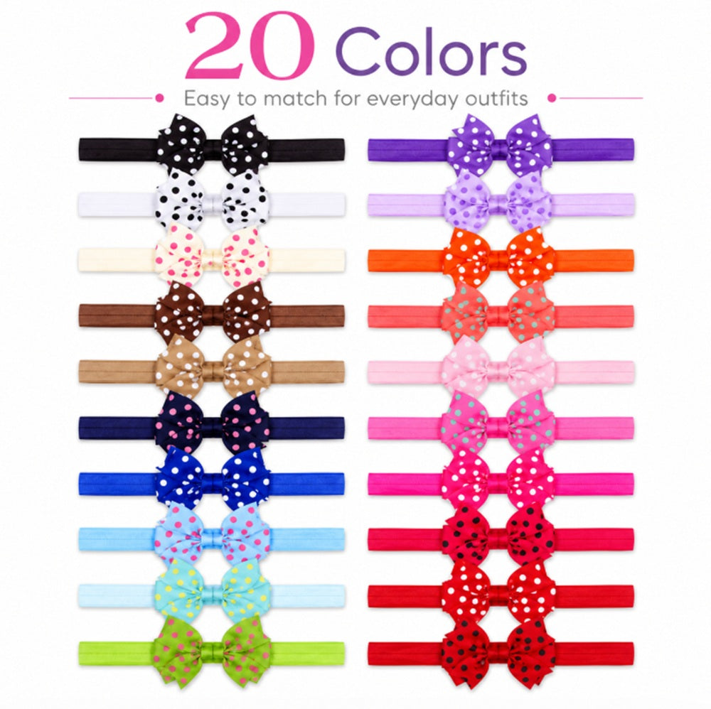 20-Piece Baby Girl Bow Headband Set | TIKA