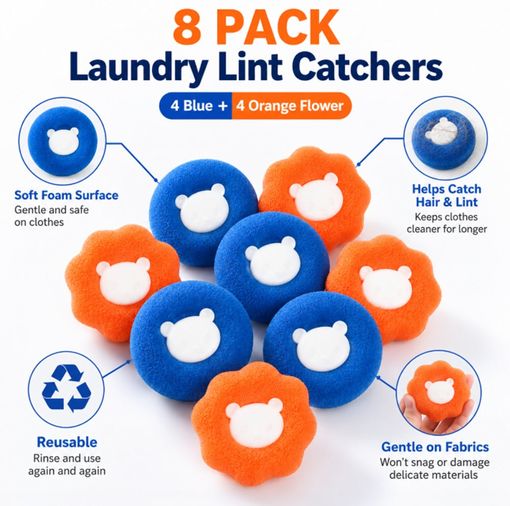 8-Pack Reusable Laundry Pet Hair Remover Balls | TIKA