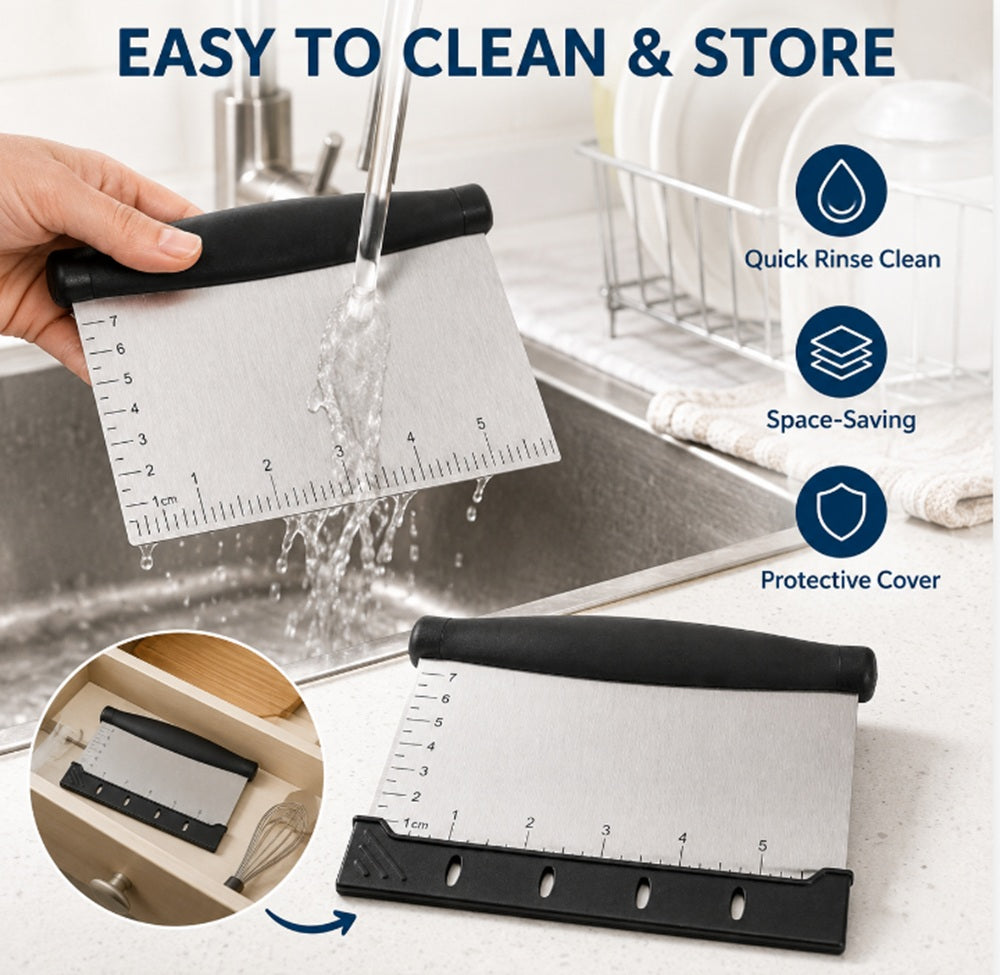 Stainless Steel Bench Scraper & Dough Cutter with Scale – TIKA