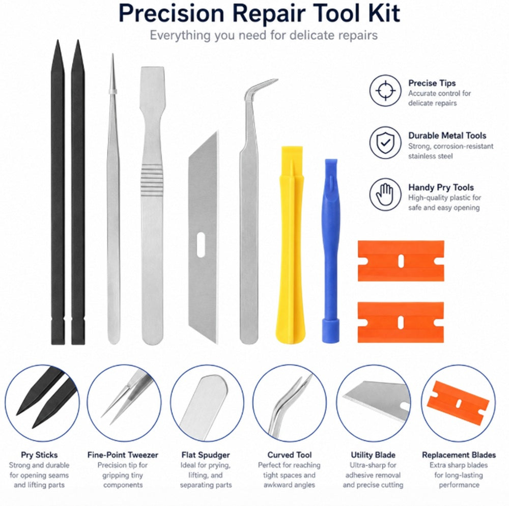 10-in-1 Phone Repair Tool Kit with Pry Tools & Tweezers | TIKA