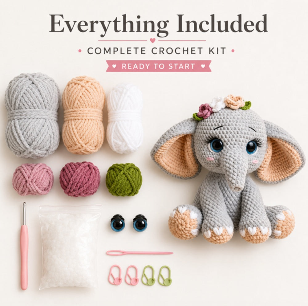 Elephant Crochet Kit for Beginners & Adults | TIKA