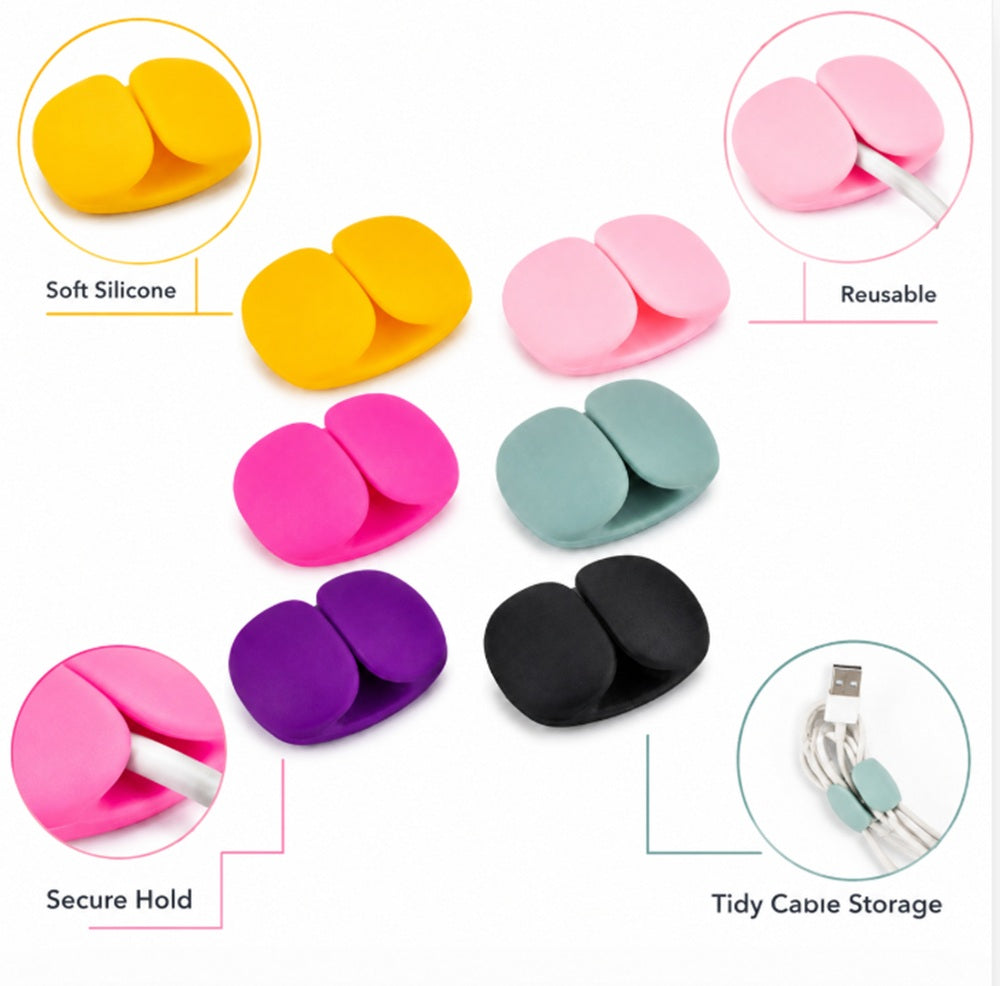 6-Pack Silicone Cable Organizer Clips | TIKA
