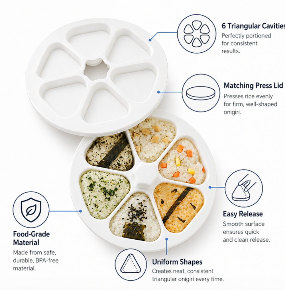 6-in-1 Triangle Onigiri & Rice Ball Mold Set | TIKA