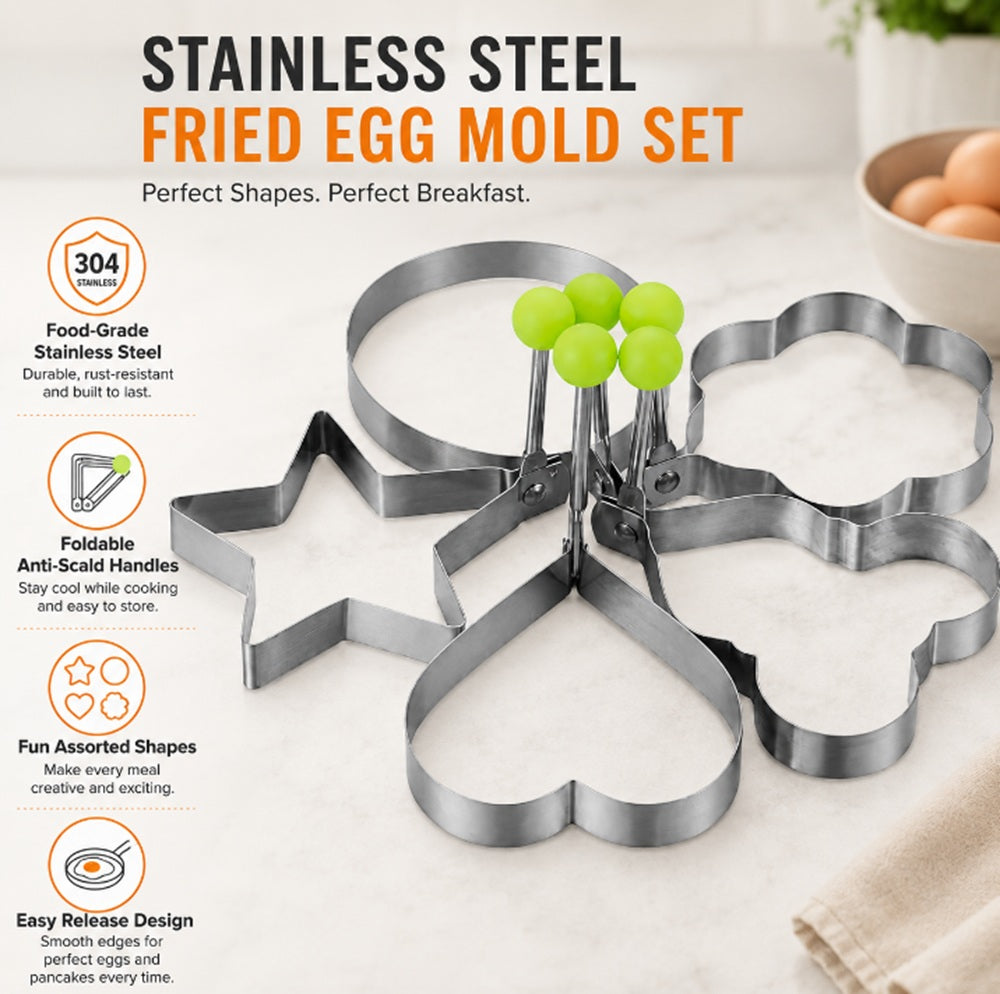 5-Pack Stainless Steel Nonstick Egg & Pancake Rings | TIKA