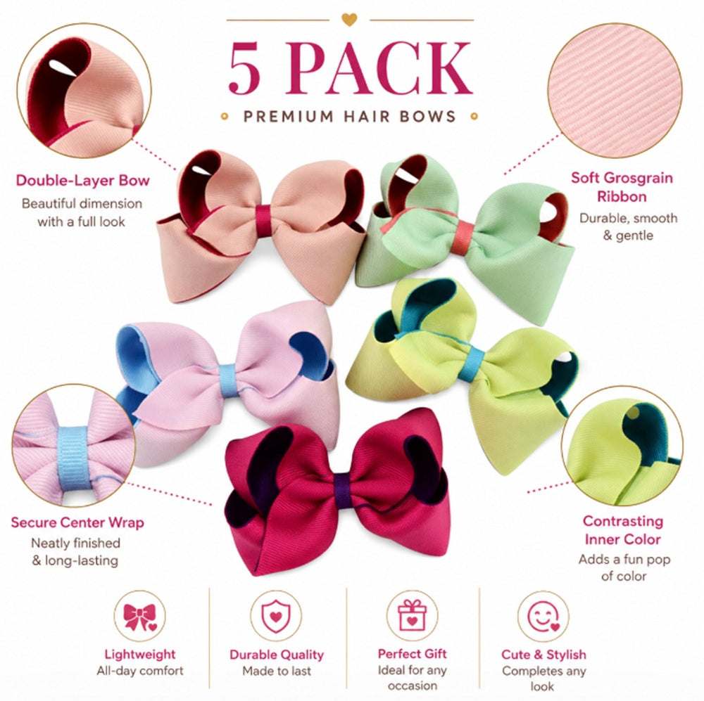 5-Piece Baby Girl Bow & Flower Hair Clip Set | TIKA