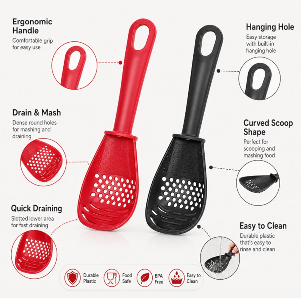 2-Piece Heat-Resistant Cooking Skimmer & Scoop Strainer Set | TIKA