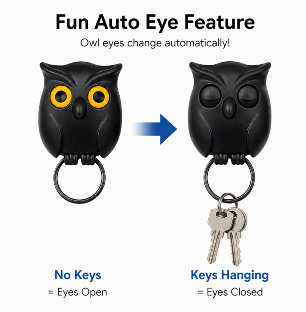 3-Piece Owl Key Hanger Set with Moving Eyes | TIKA