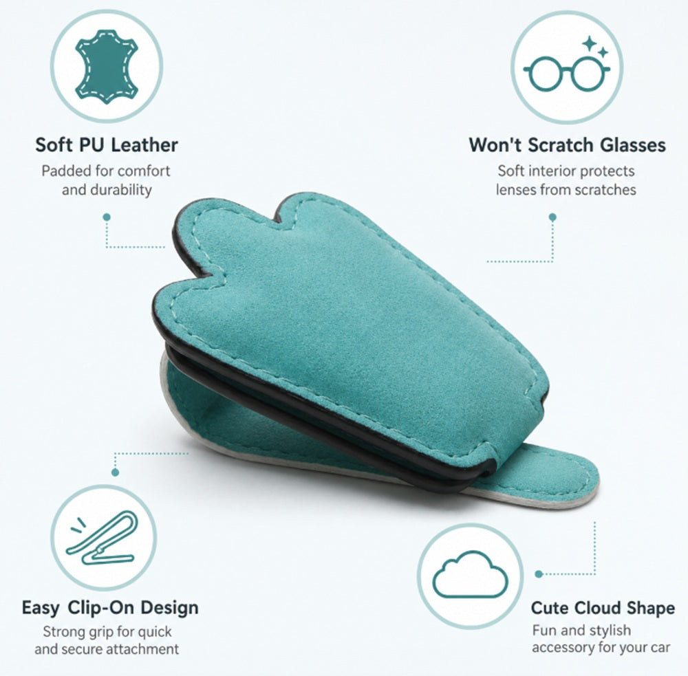 PU Leather Car Visor Sunglasses Holder with Card Slot | TIKA