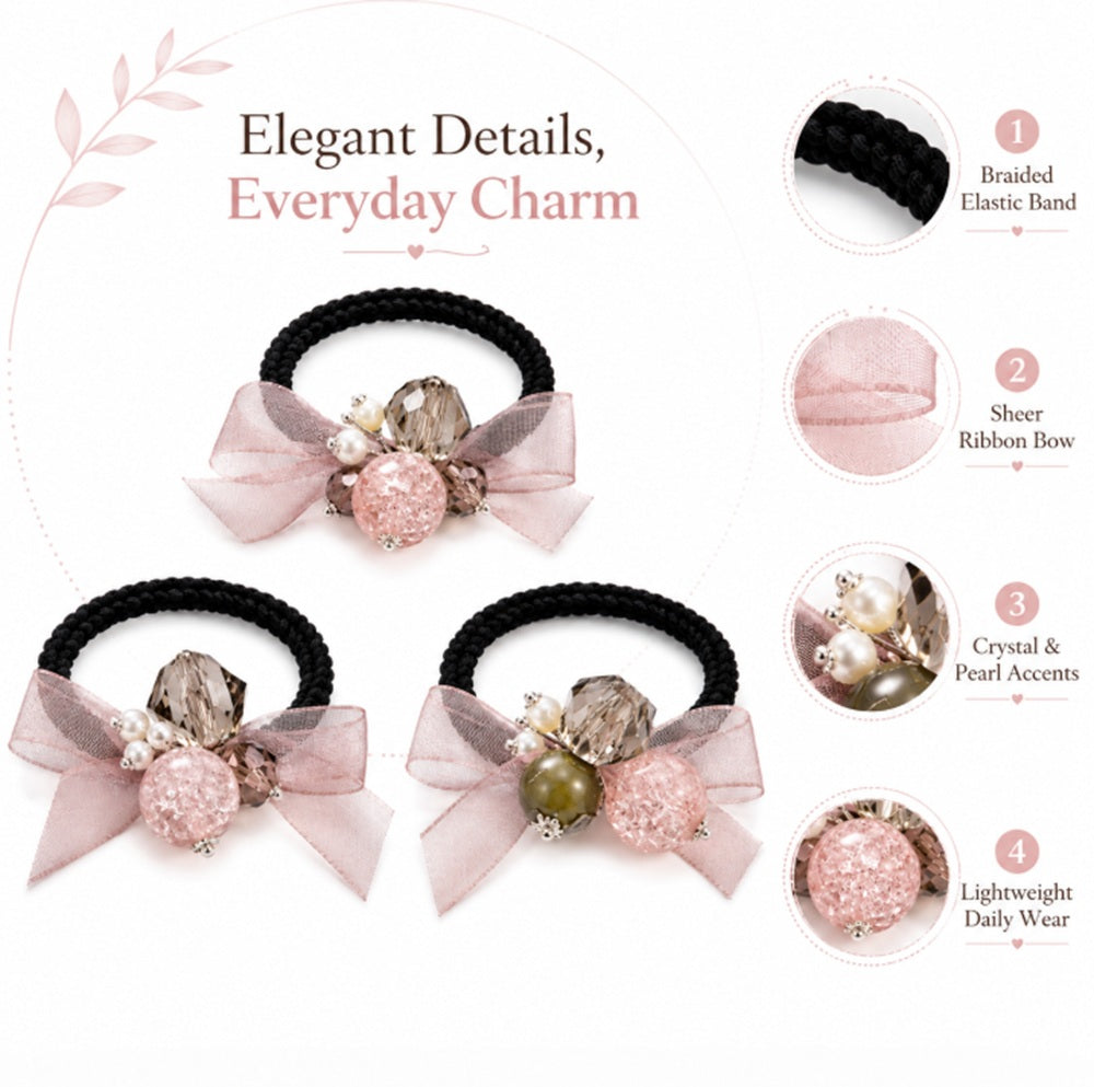3-Pack Elastic Ponytail Hair Ties for Women & Girls | TIKA