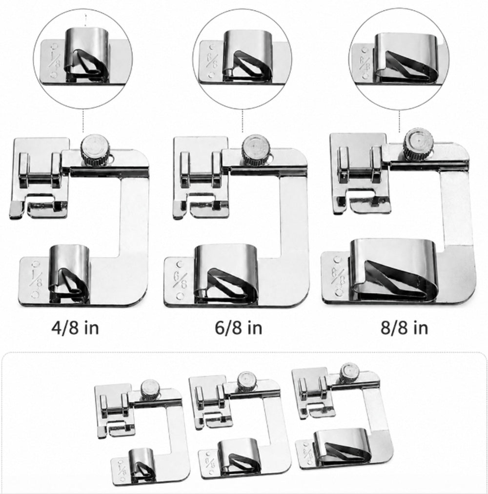 3-Pack Rolled Hem Presser Feet for Low-Shank Machines | TIKA