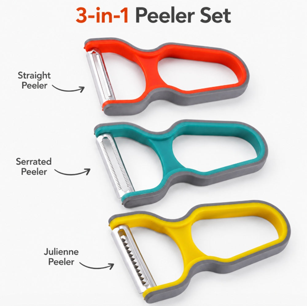 Vegetable & Fruit Peeler Set, 3 Pack, Stainless Steel Swivel Blades – TIKA