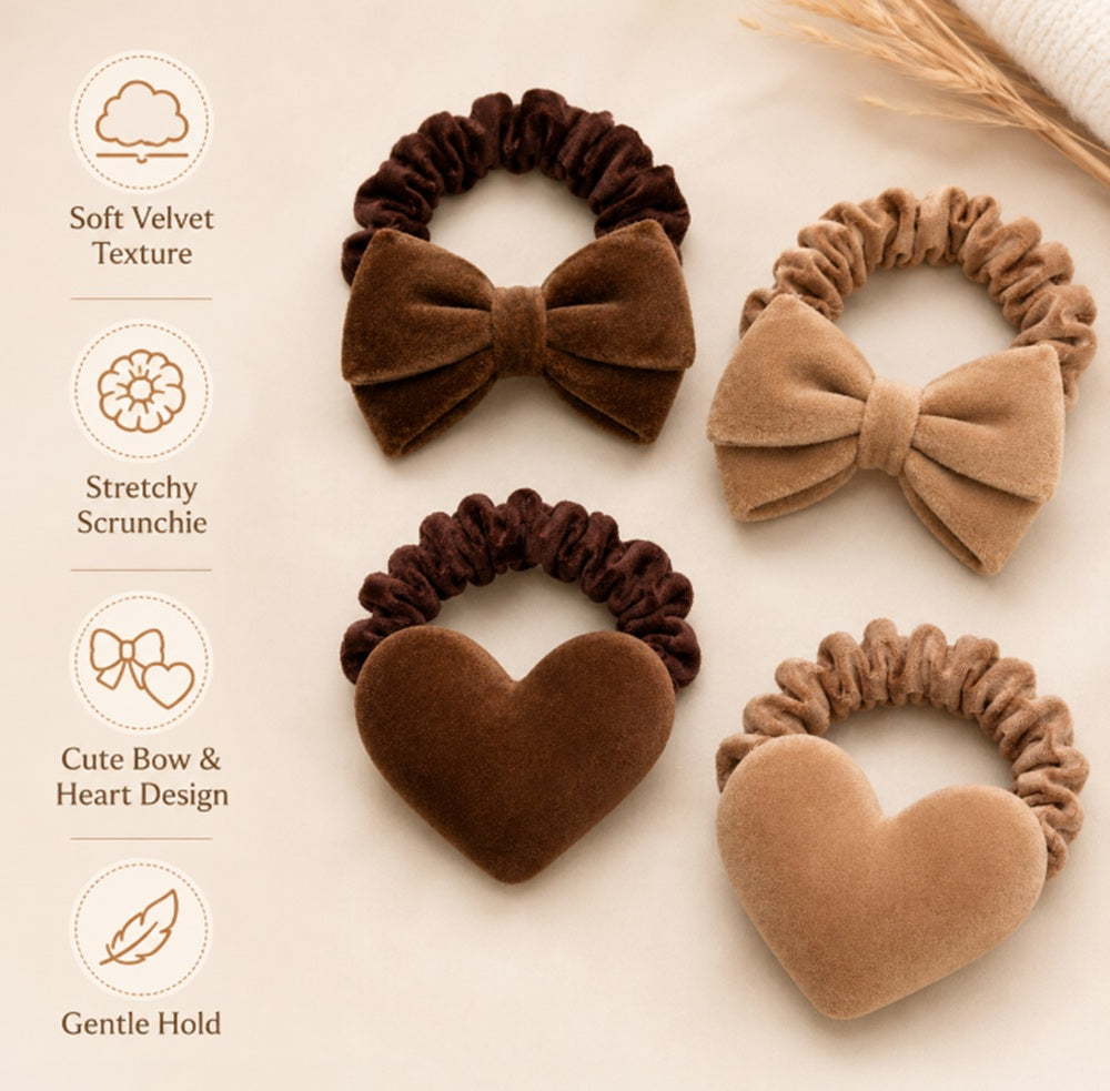 4-Pack Girls' Bow Hair Ties & Ponytail Holders | TIKA