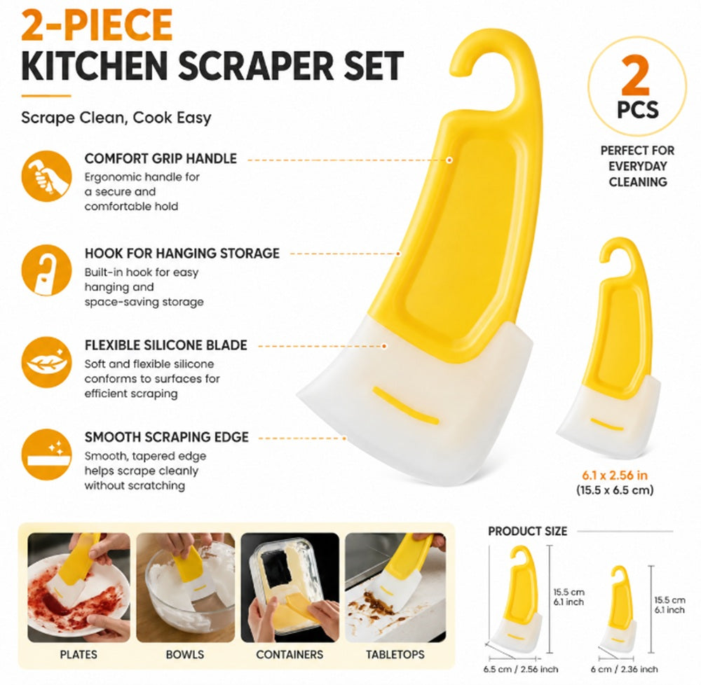 2-Pack Silicone Pot Scrapers for Cookware | TIKA