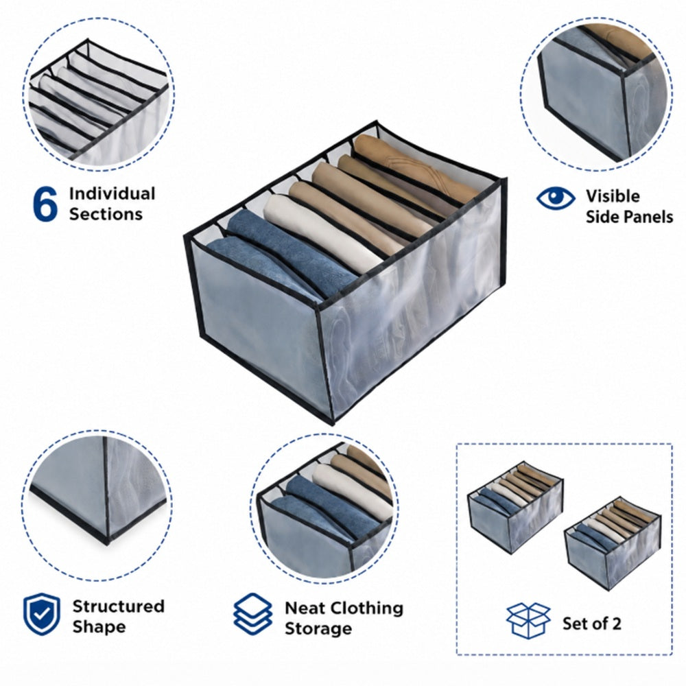 2-Pack Foldable Drawer & Closet Organizer Bins | TIKA