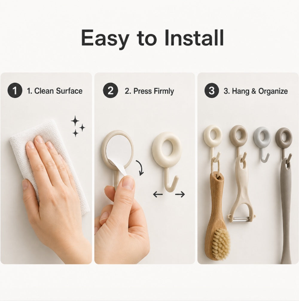 4-Pack Heavy-Duty Self-Adhesive Wall Hooks | TIKA