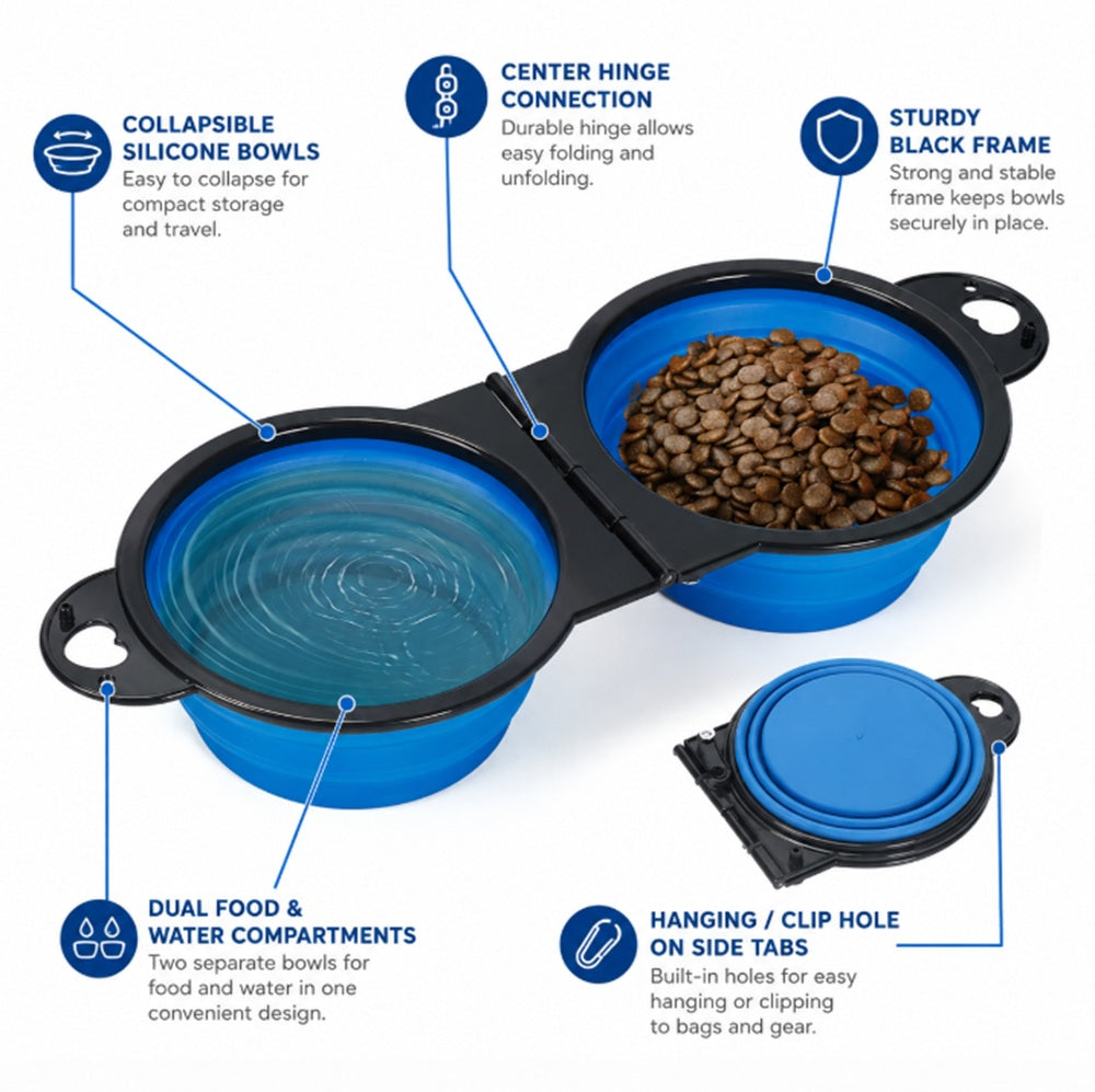 2-in-1 Collapsible Silicone Dog Food & Water Bowl Set | TIKA