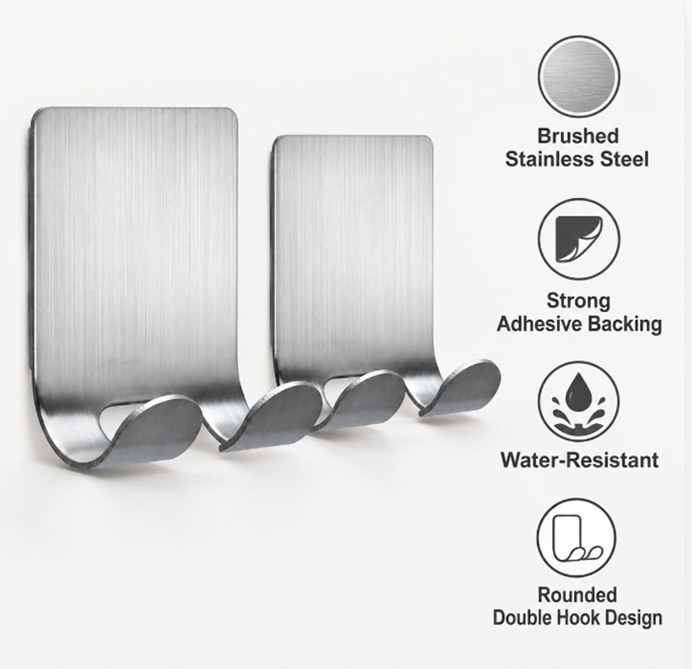 4-Pack Adhesive Stainless Steel Razor Holder Hooks | TIKA