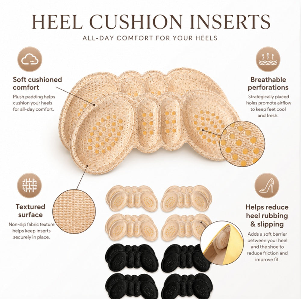 4-Pair Self-Adhesive Heel Grips & Shoe Cushion Pads | TIKA