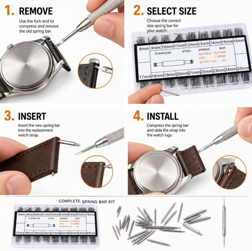 360-Piece Watch Band Spring Bar Kit with Remover | TIKA