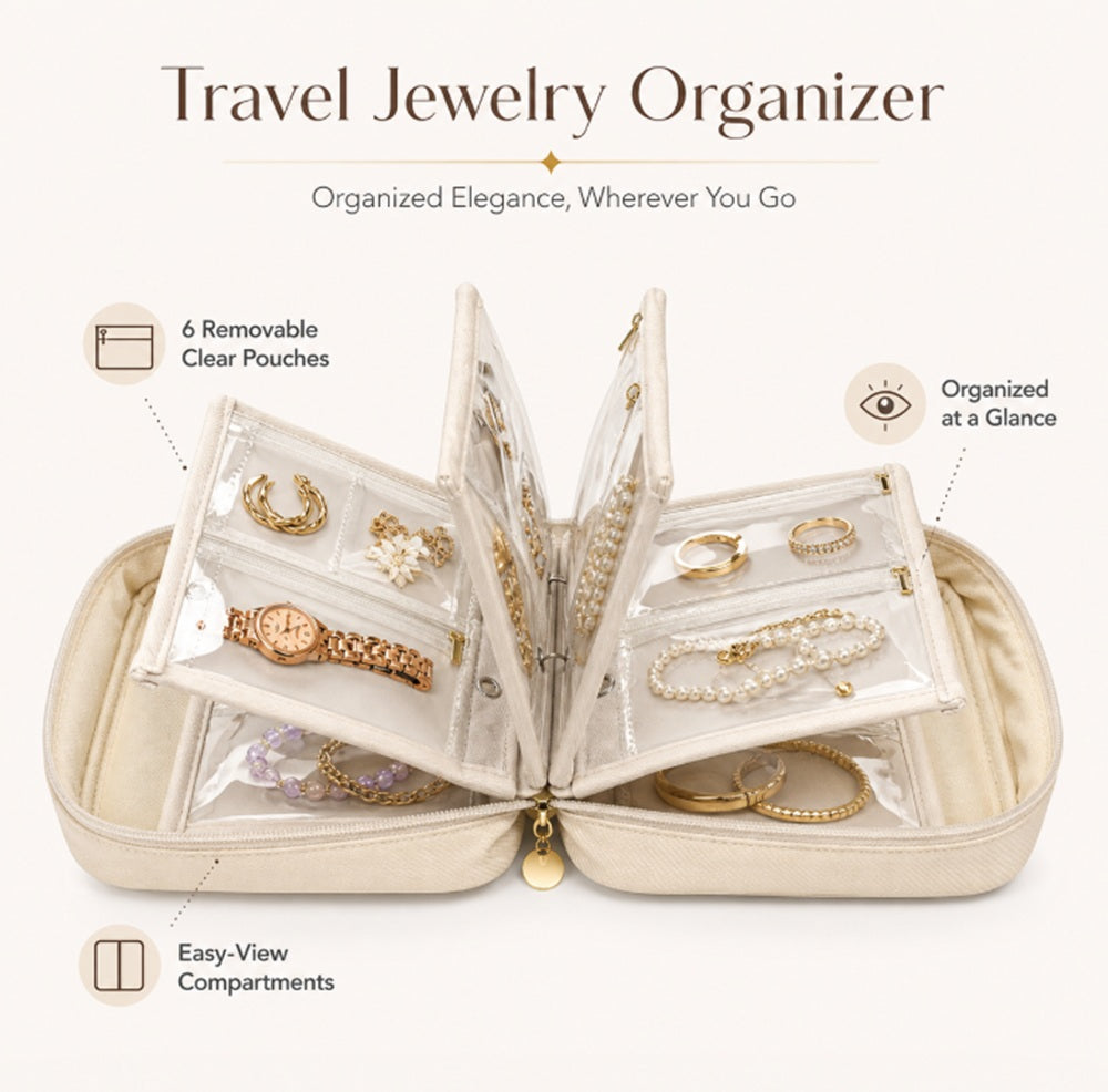 Travel Jewelry Organizer Binder with Clear Zippered Pages | TIKA