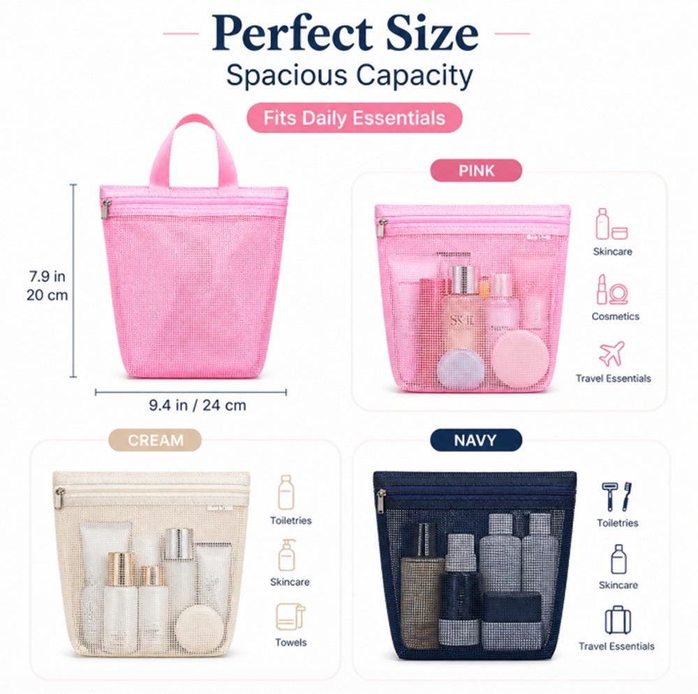 3-Pack Hanging Mesh Shower Caddy Bags | TIKA