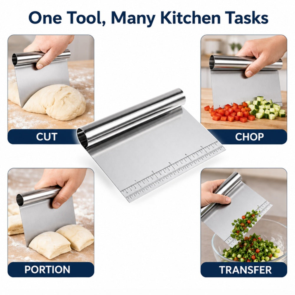 Stainless Steel Bench Scraper & Dough Cutter for Baking – TIKA