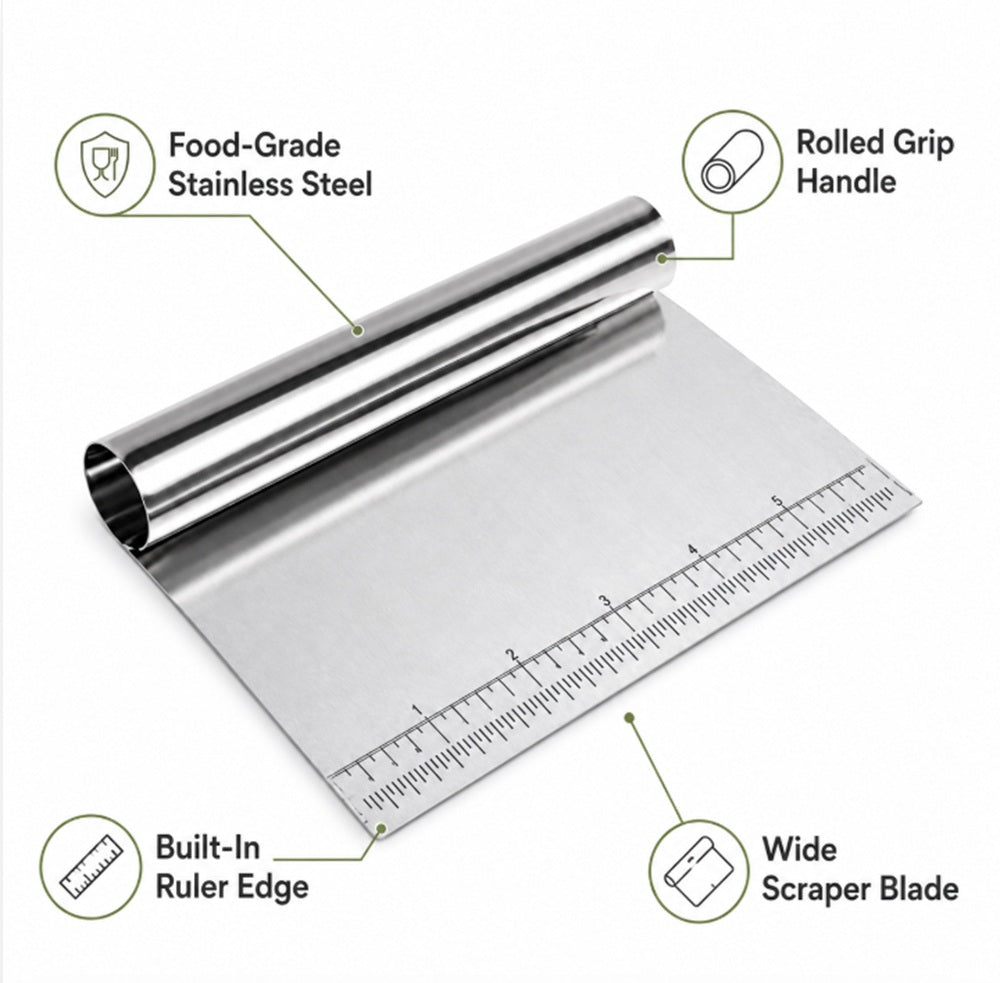Stainless Steel Bench Scraper & Dough Cutter for Baking – TIKA