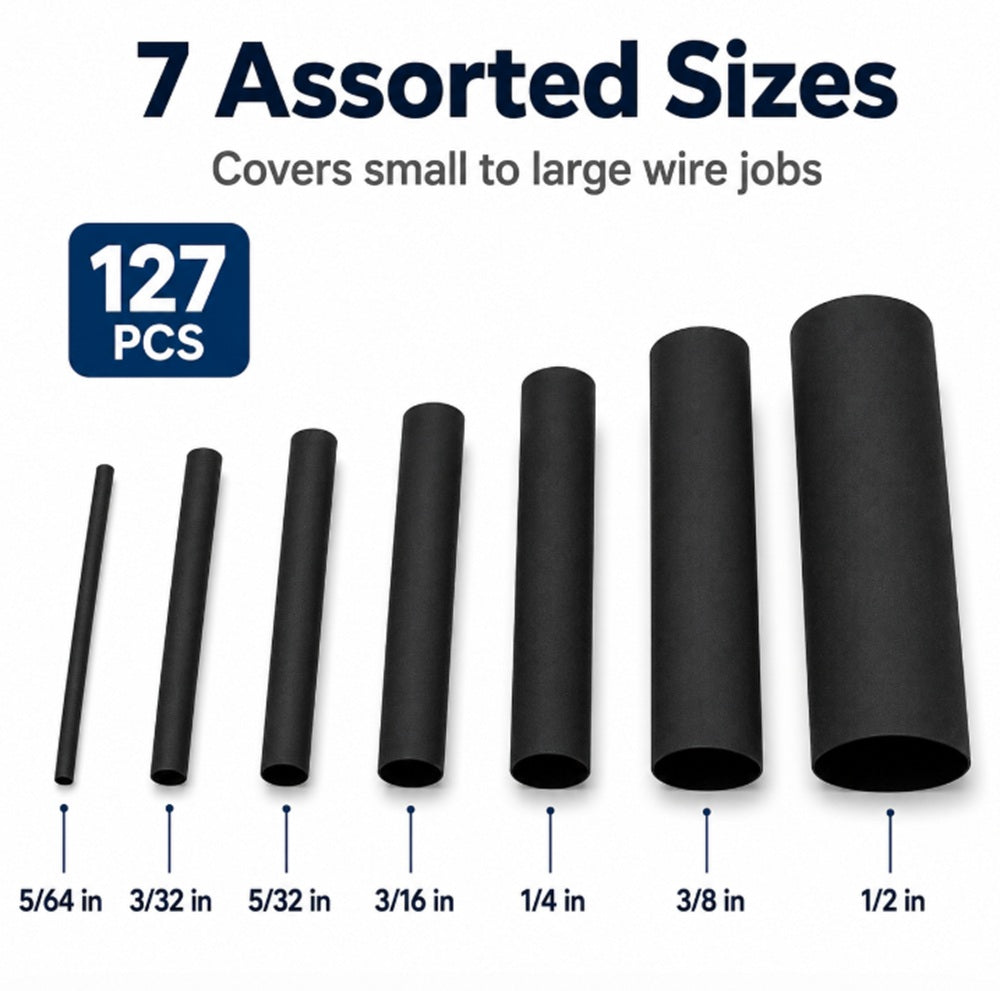 127-Piece Assorted Heat Shrink Tubing Kit | TIKA