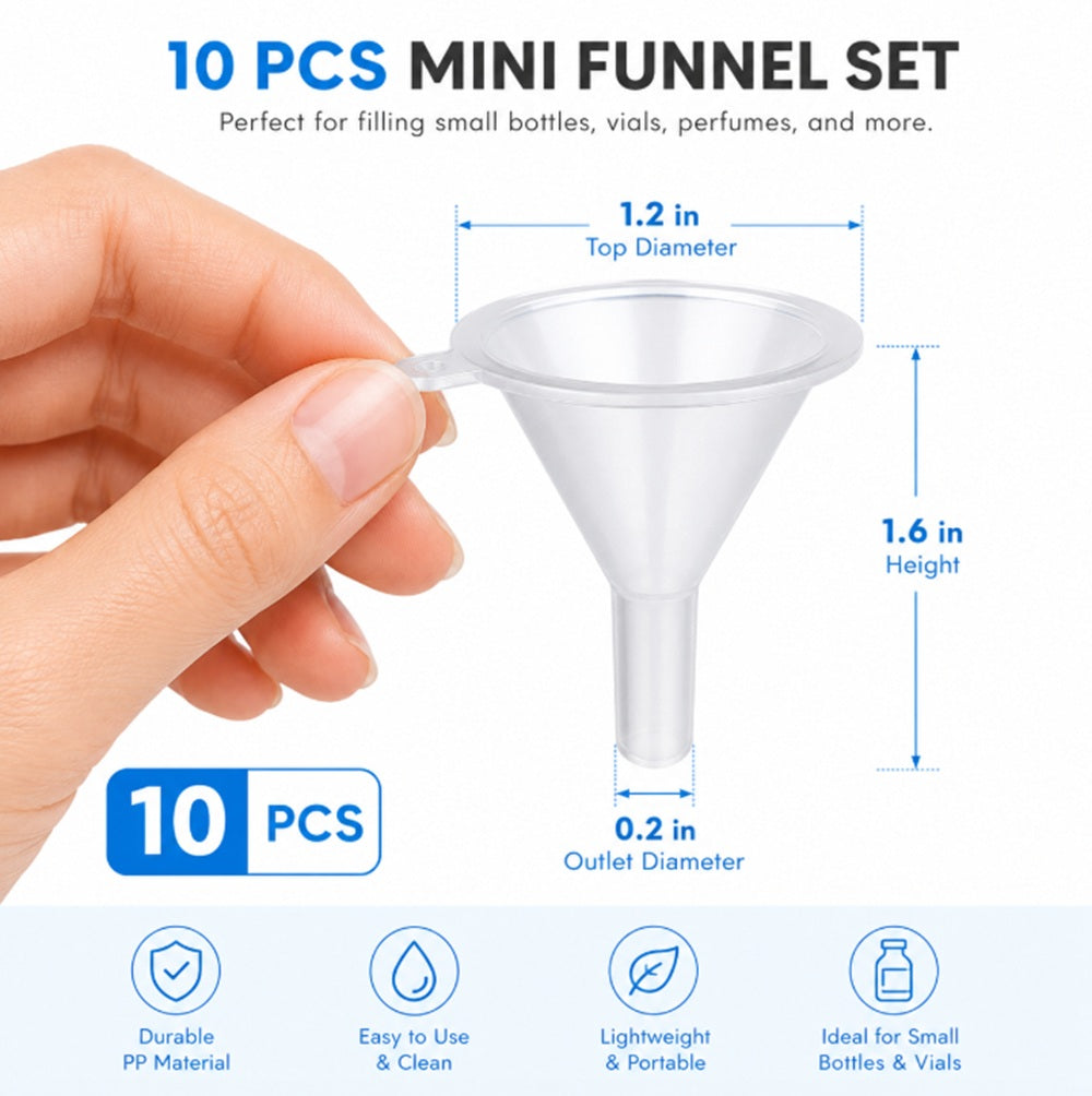 10-Pack Mini Plastic Funnels for Perfume & Oils | TIKA