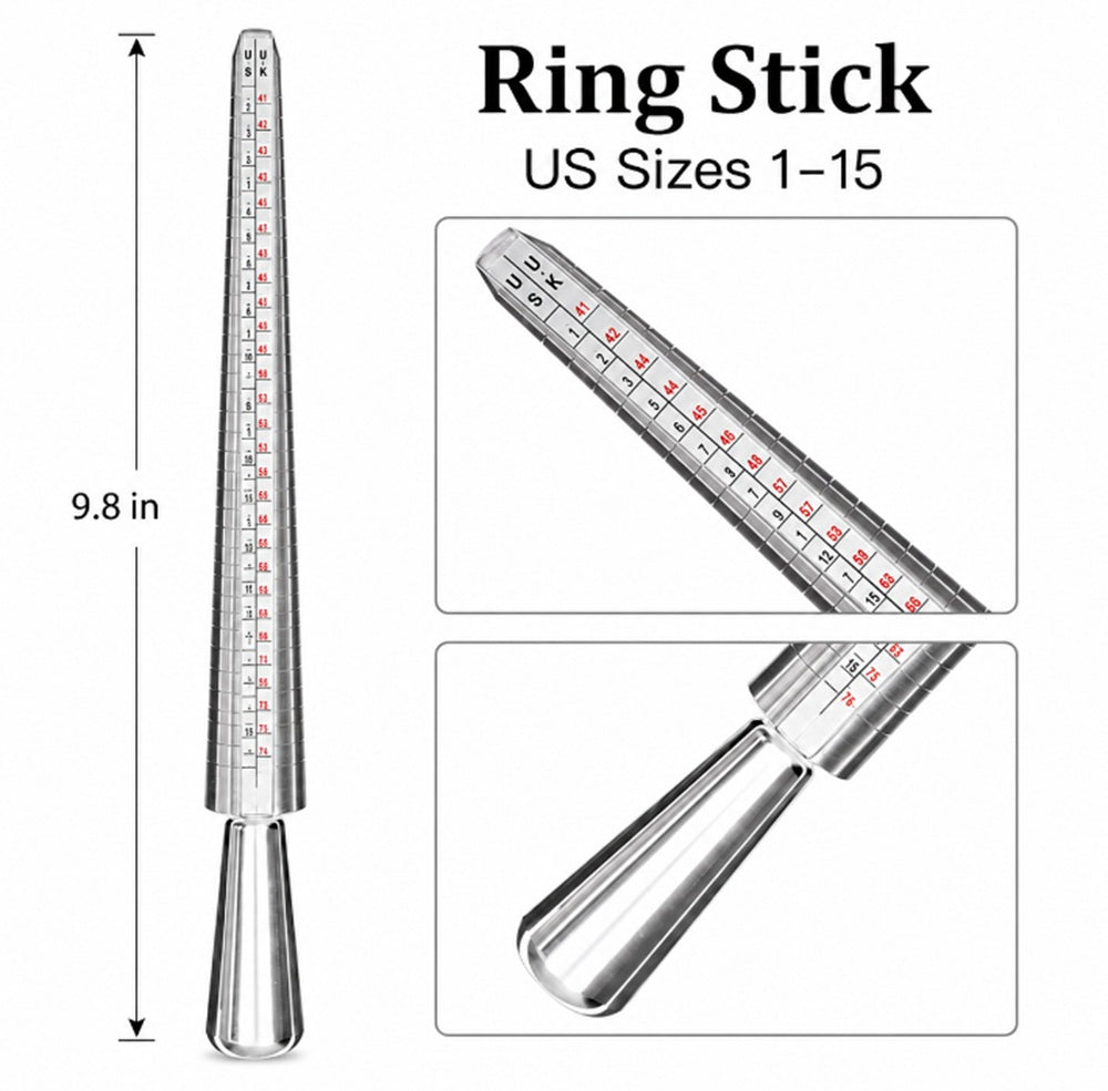 Metal Ring Sizer Gauge & Mandrel Measuring Set | TIKA