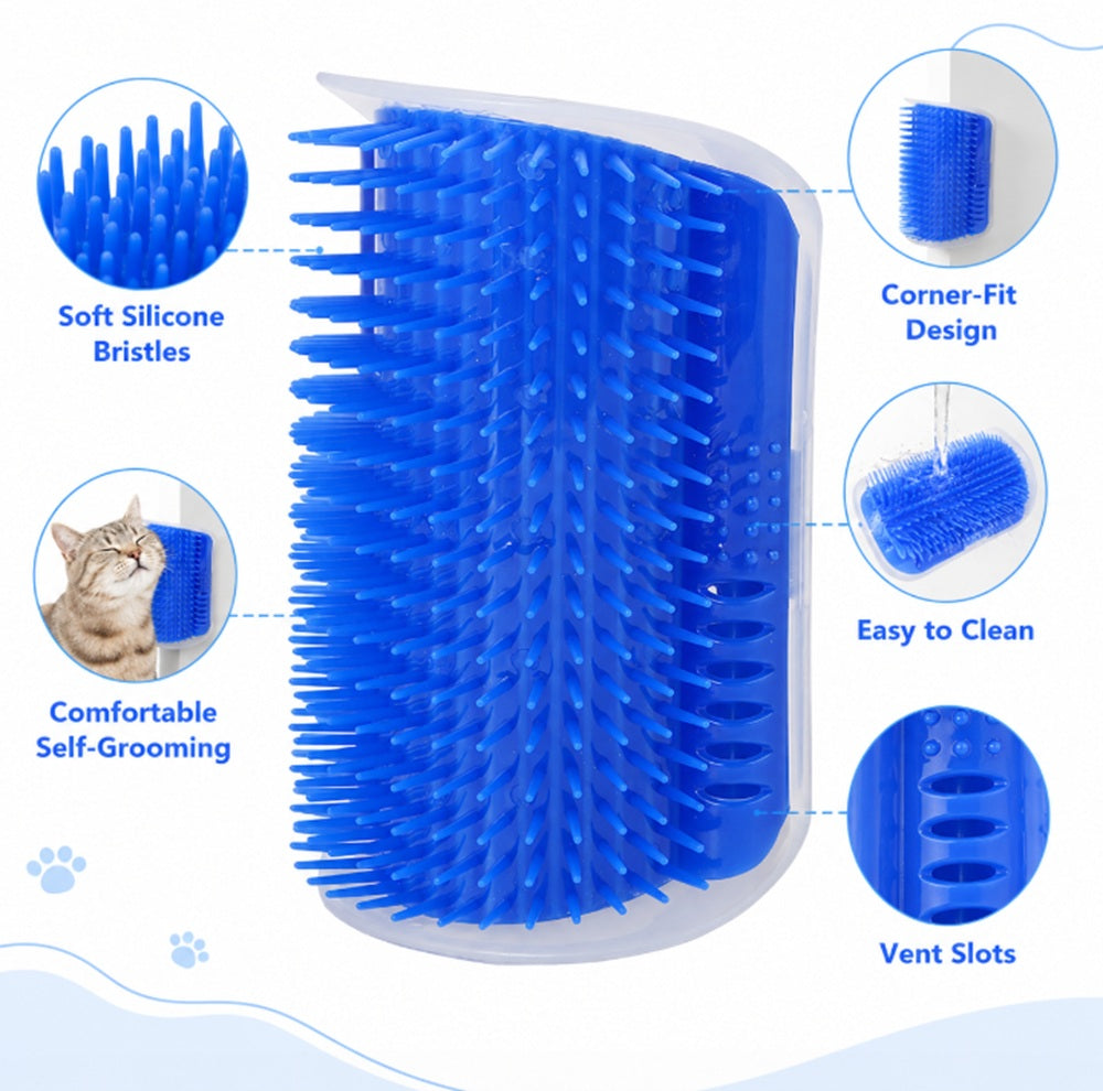 Cat Self-Grooming Corner Brush with Catnip Holder | TIKA