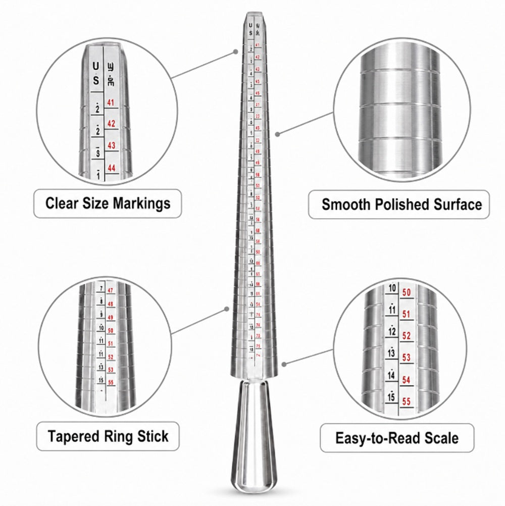 Metal Ring Sizer Gauge & Mandrel Measuring Set | TIKA