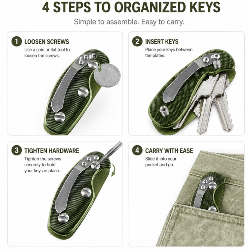 EDC Key Organizer Clip with Belt & Pocket Hook | TIKA